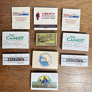 Vintage Maine Matchbook Lot Unstruck Portland ME Kingfield Camden Ellsworth USA